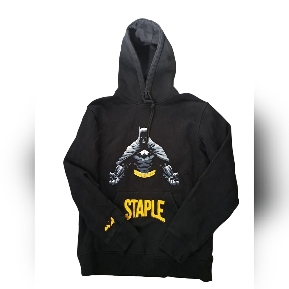 BATMAN STAPLE hooded sweater hoody black yellow cotton blend coastal Men's Med
